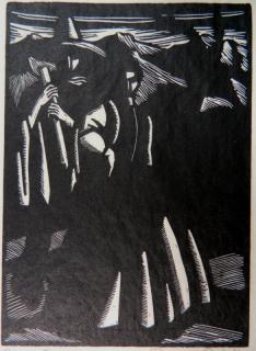 Appraisal: Prescott Chaplin woodcut Prescott Chaplin American - - ''Amantes''- woodcut