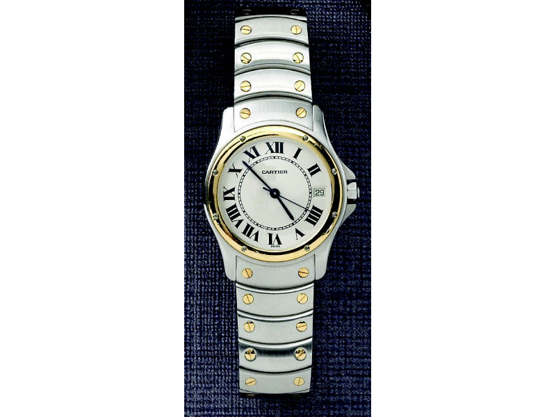 Appraisal: MAN'S CARTIER SANTOS WATCH Stainless steel watch with round k