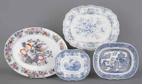 Appraisal: Four ironstone Staffordshire platters th c to include Gaudy pheasant