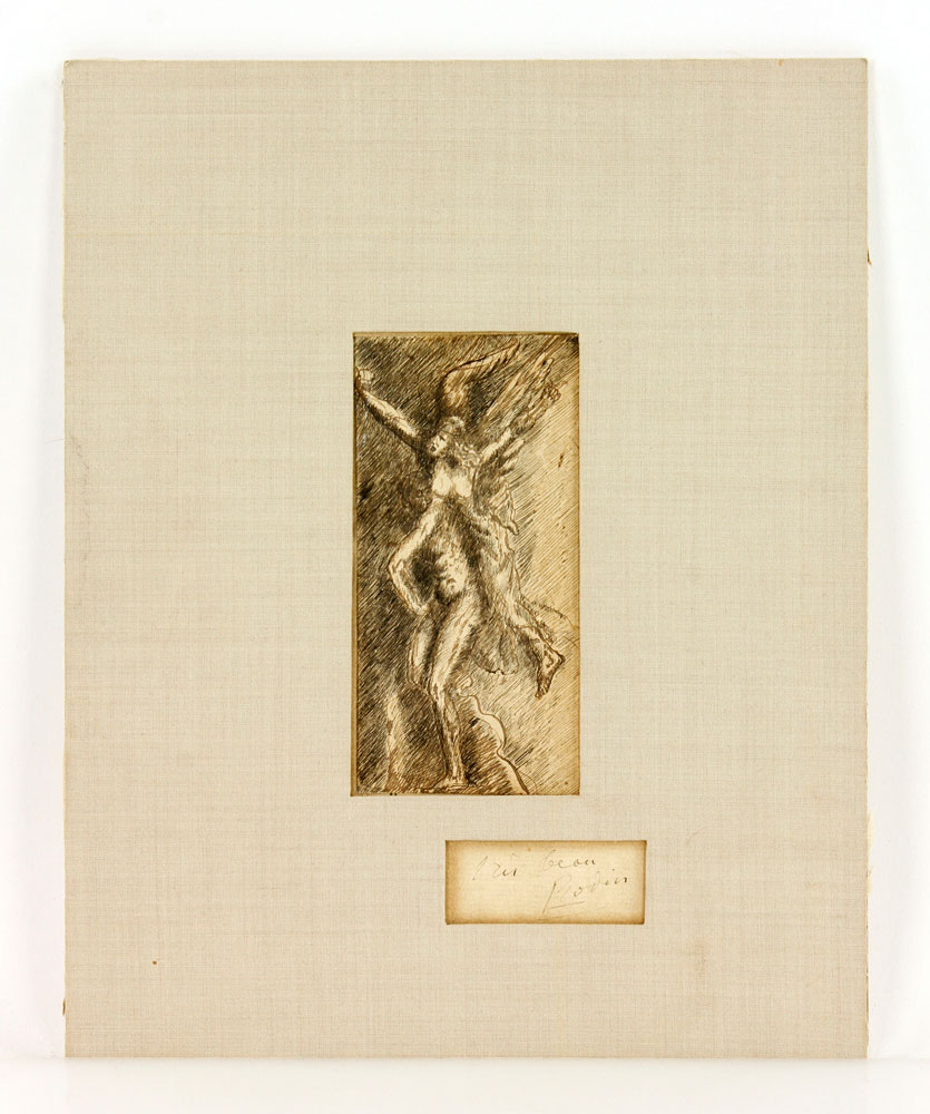 Appraisal: - Rodin's Student's Drawing Rodin signature approving a student's drawing