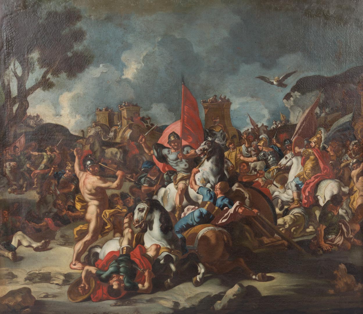 Appraisal: French School th c Battle of Zama oil Oil on