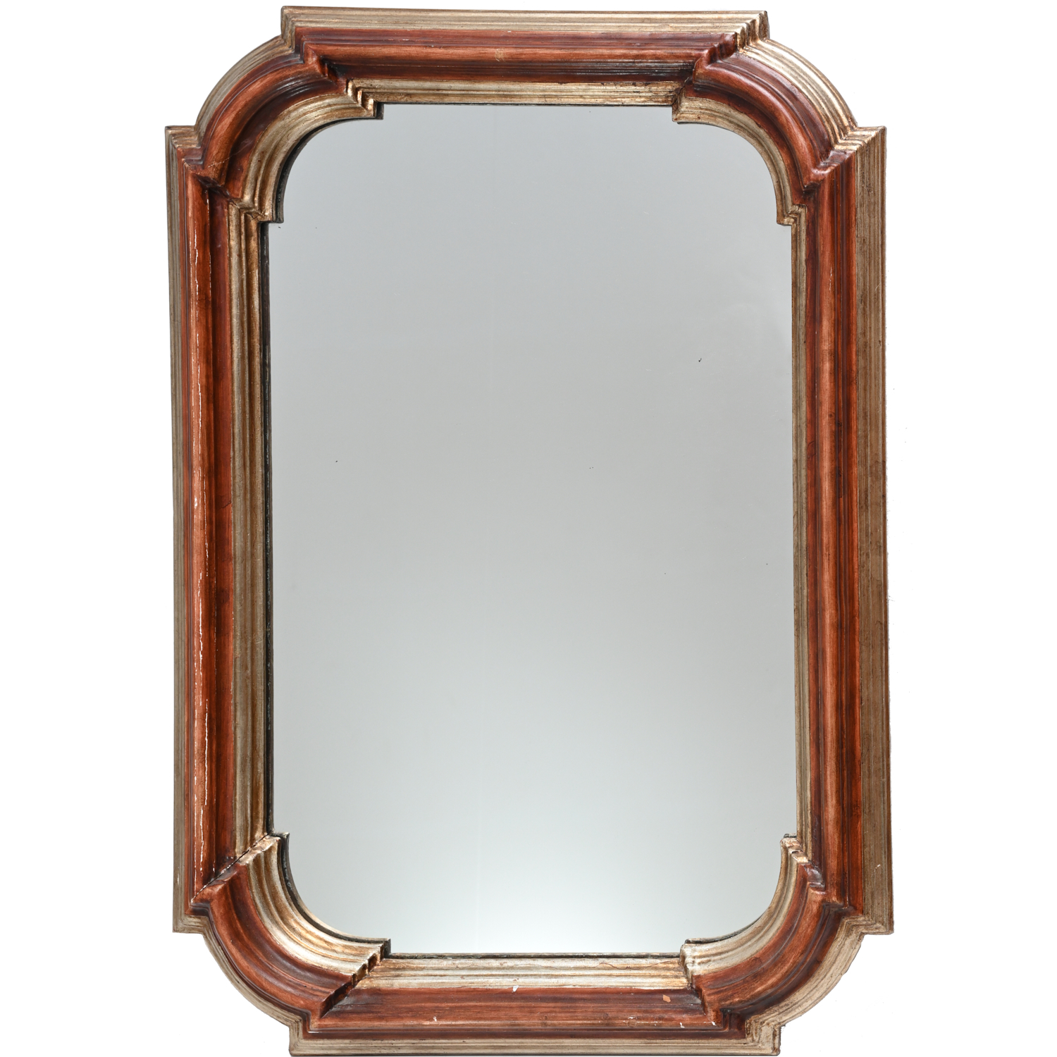 Appraisal: DESIGNER SILVERED WOOD WALL MIRROR th c h x w