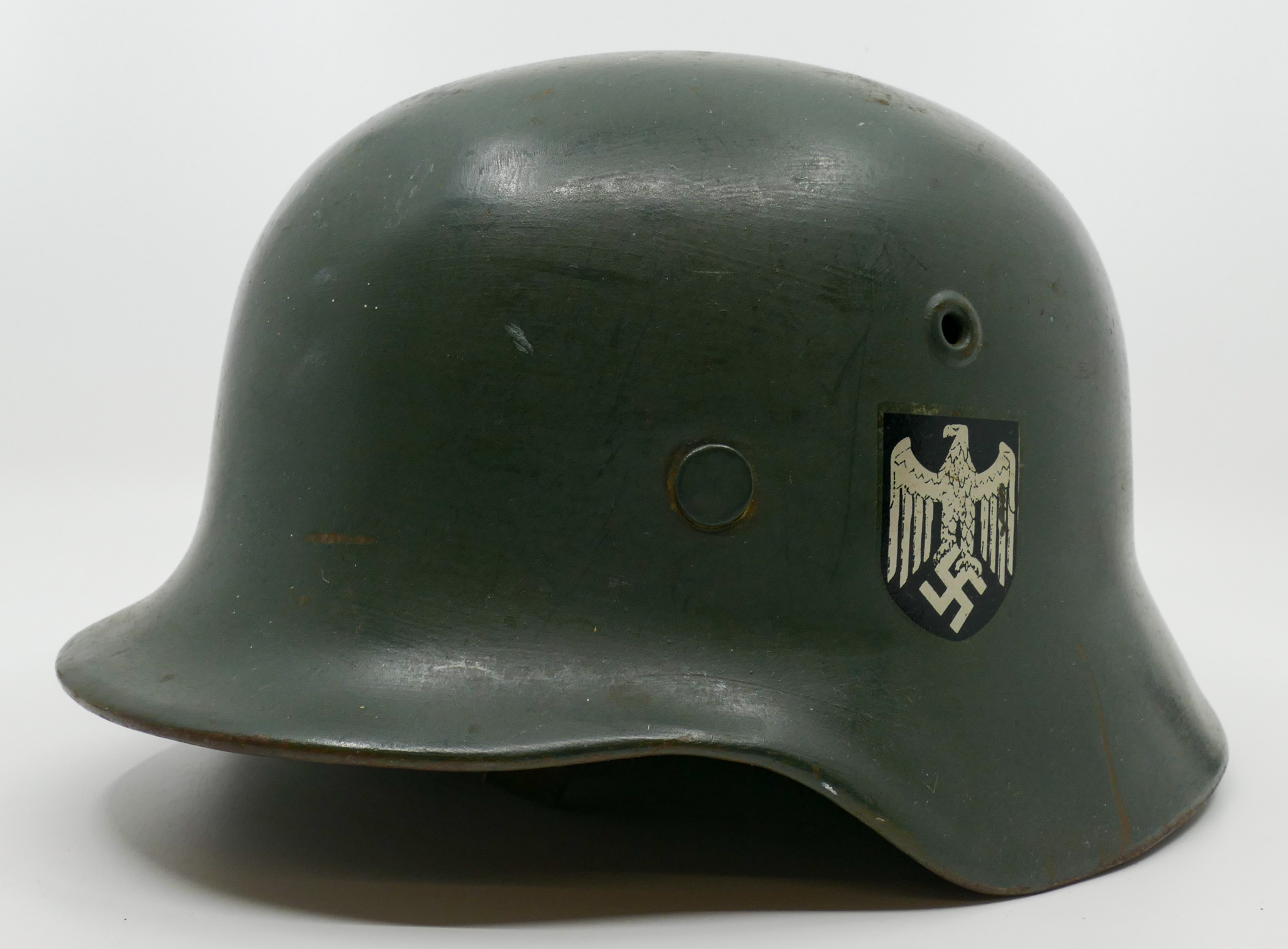 Appraisal: WWII German Helmet with Leather Liner and Decals