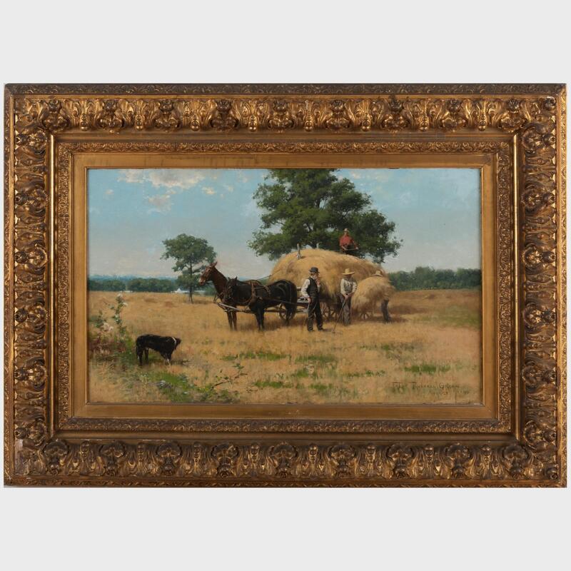 Appraisal: Frank Russell Green - Haying in August Oil on canvas