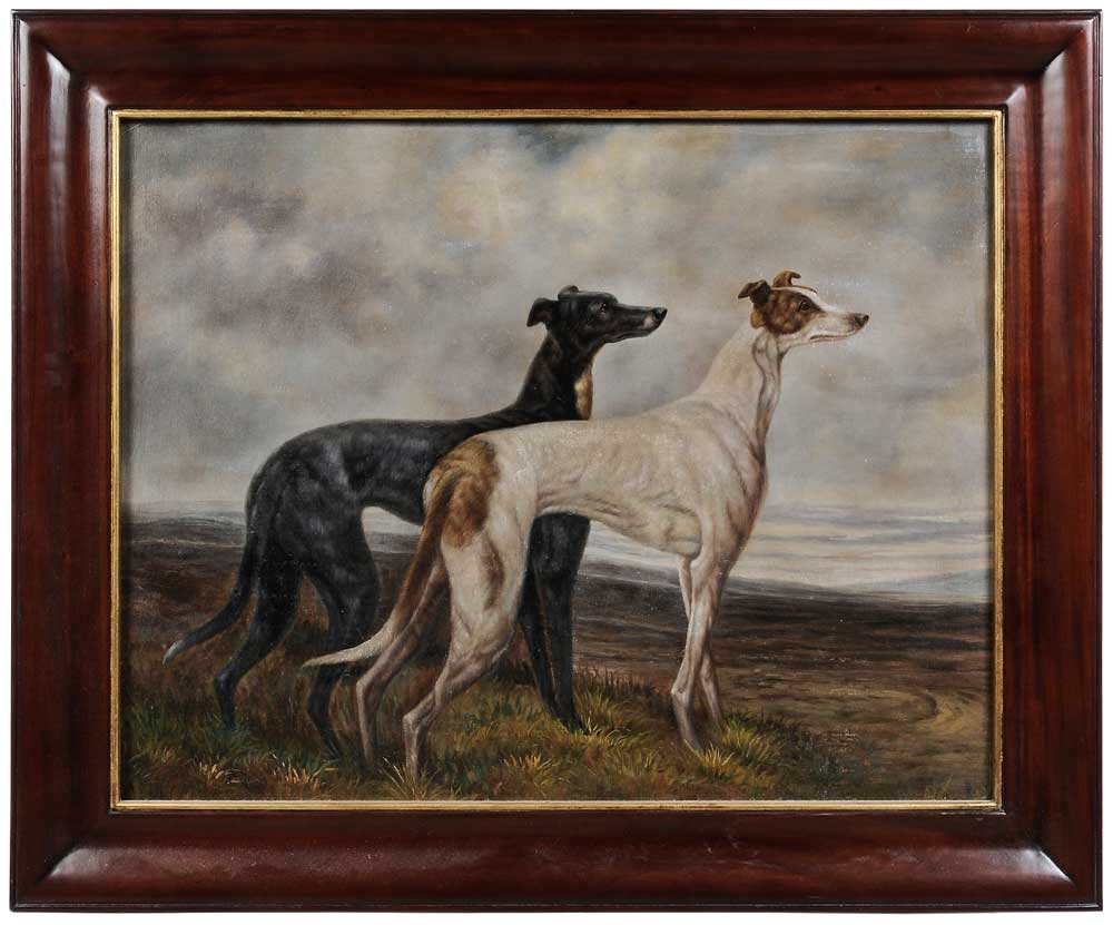 Appraisal: Sporting Painting late th early st century Two Greyhounds in