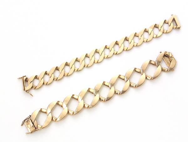 Appraisal: Two k gold link bracelets gross weight approximately gr lengths