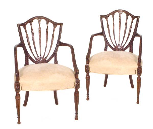 Appraisal: A pair of George III style mahogany armchairs height in