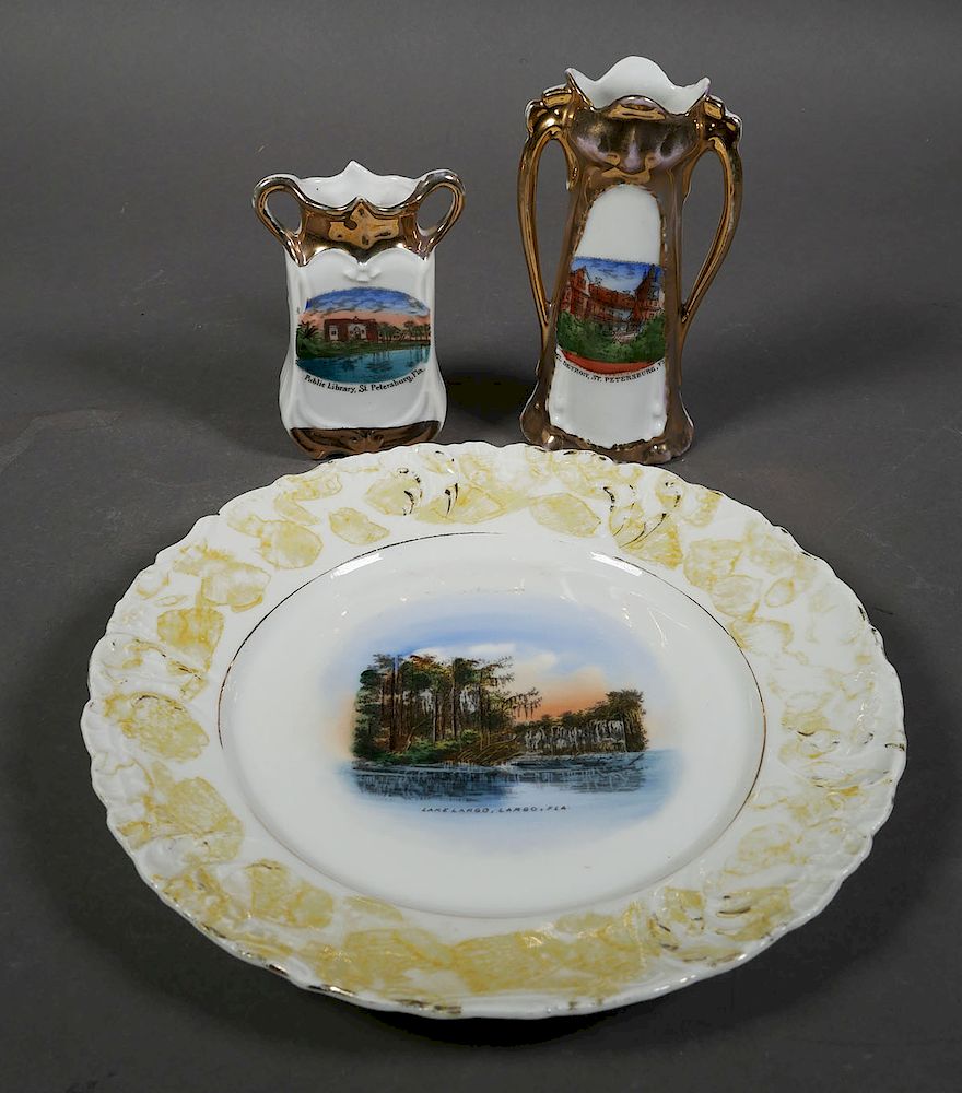 Appraisal: ST PETERSBURG LARGO Souvenir Pieces Plate showing swampy Lake Largo