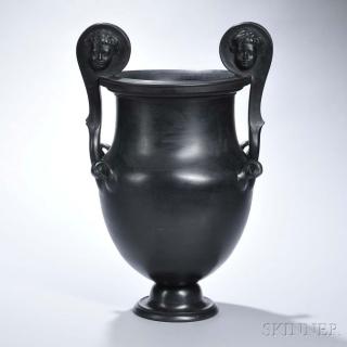 Appraisal: Wedgwood Black Basalt Volute Krater Urn England early th century