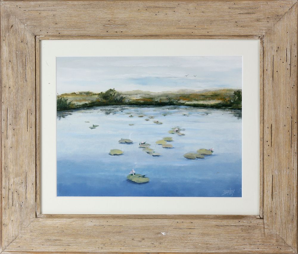 Appraisal: Roy Bailey Oil on Artist Board Lily Pond Nantucket Roy