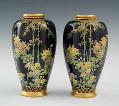 Appraisal: A Pair of Satsuma Mirror Image Vases The - H