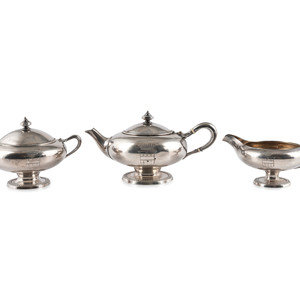 Appraisal: An American Three-Piece Silver Tea Set comprising a teapot creamer