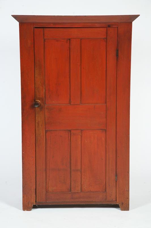 Appraisal: PAINTED CUPBOARD American th century poplar Dovetailed case with an