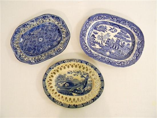 Appraisal: Staffordshire blue and white transferware two underplates with open work