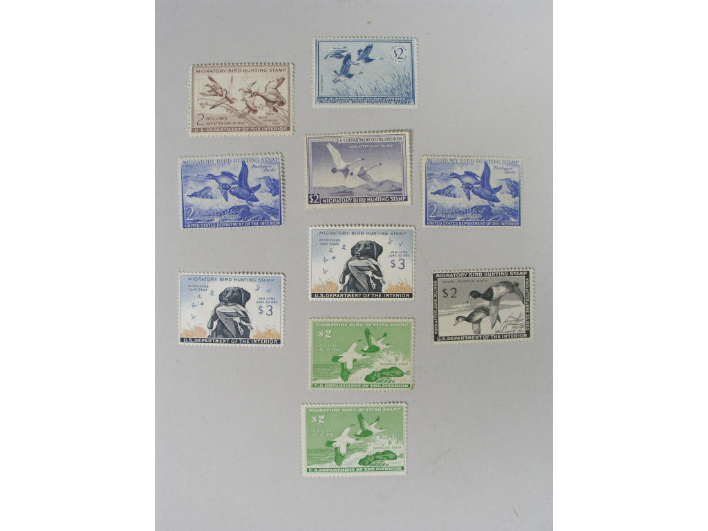 Appraisal: Ten Unused s Federal Duck Stamps for and The stamps