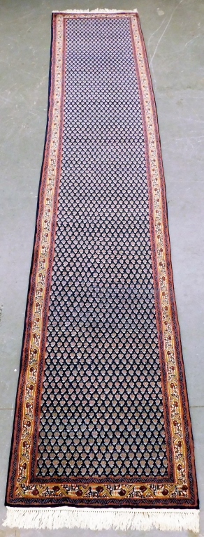 Appraisal: INDIAN ORIENTAL BLUE PATTERNED CARPET RUG RUNNER India th CenturyRepeated