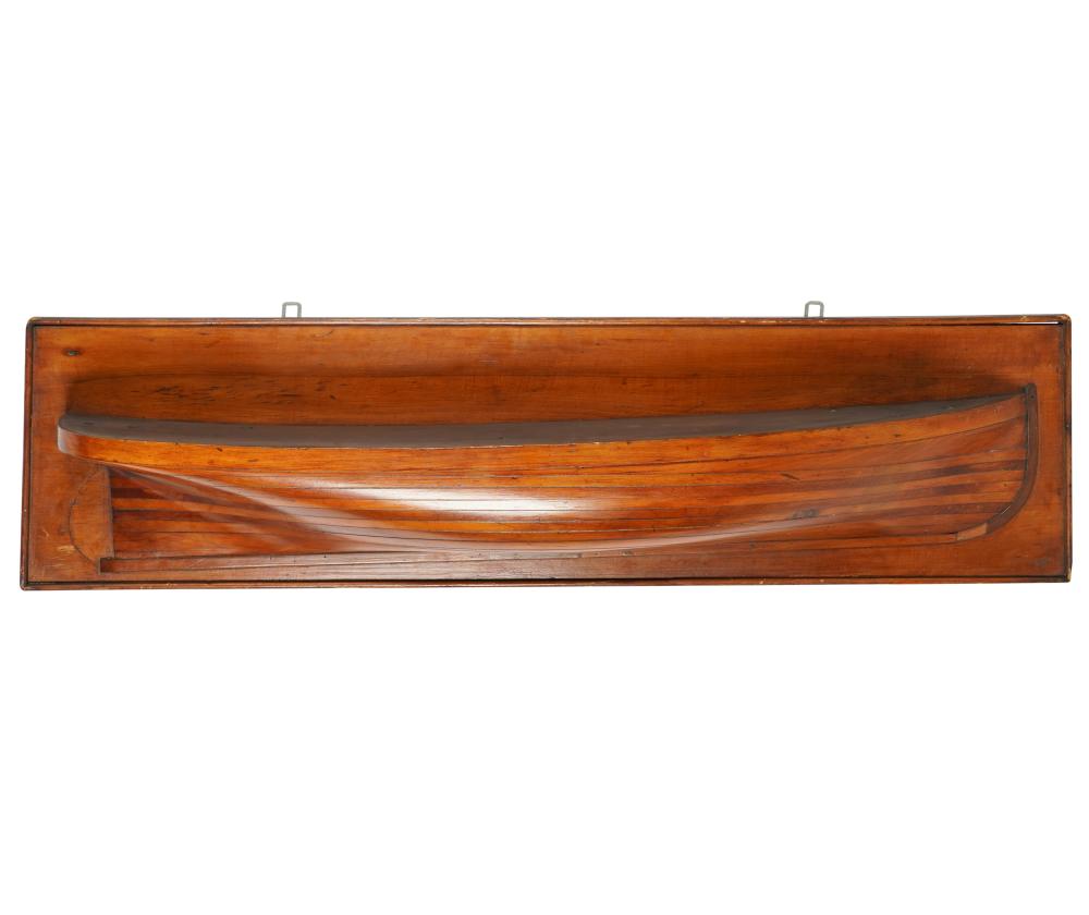 Appraisal: WOODEN BOAT HULL-FORM SHELFCondition with some wood loss throughout inches