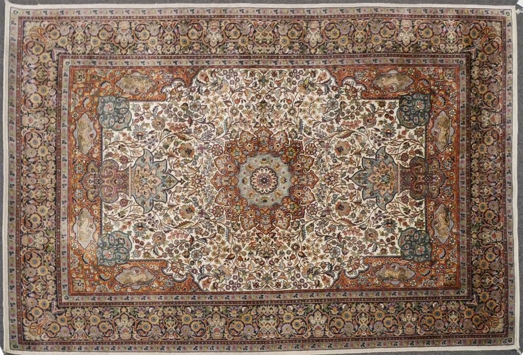 Appraisal: PERSIAN KASHAN PICTORIAL RUGFine Persian Kashan animal pictorial Oriental rug