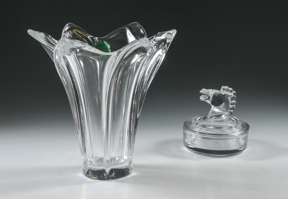 Appraisal: PIECE VANNES FRENCH CRYSTAL VASE COVERED BOX pieces total by