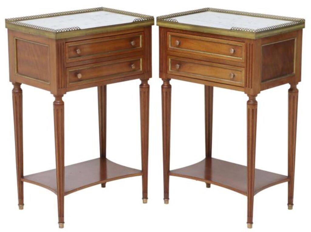 Appraisal: FRENCH LOUIS XVI STYLE MAHOGANY NIGHTSTANDS pair French Louis XVI