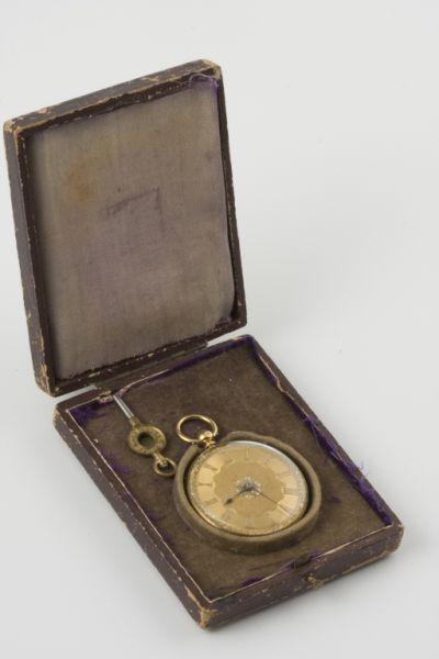 Appraisal: Antique English Key Wound Gold Pocket Watch KT case stamped