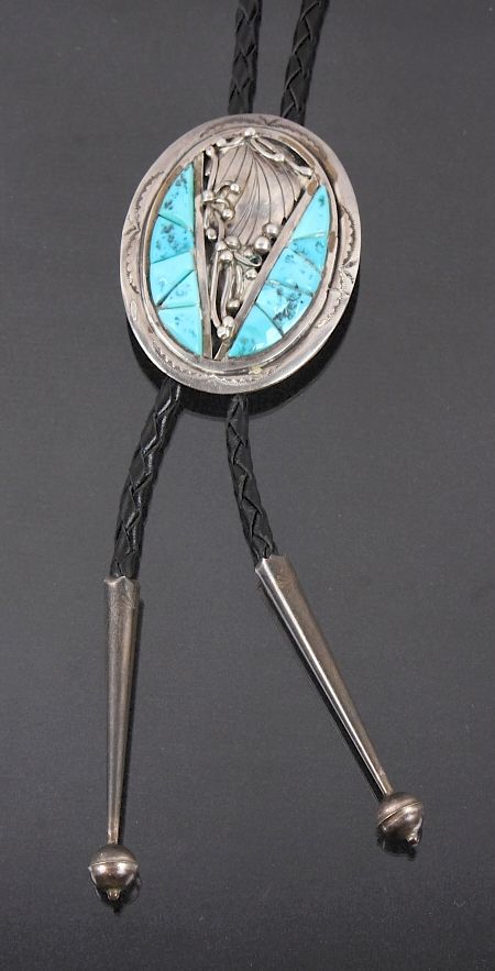 Appraisal: Navajo Sterling Silver Turquoise Bolo Tie For sale in this