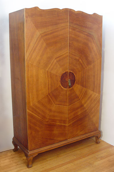 Appraisal: SPIDER WEB FRENCH ARMOIRE Unusual spider web veneer on the