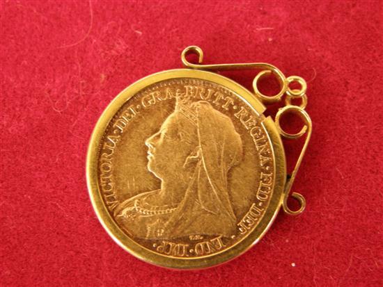 Appraisal: Victorian half sovereign later gold mount