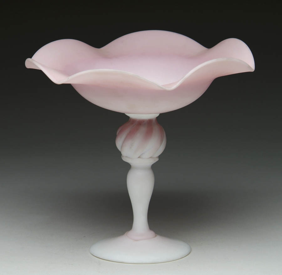 Appraisal: GUNDERSEN PEACH BLOW TAZZA Matte finish with deep color SIZE