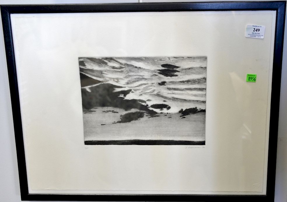 Appraisal: Five framed pieces including John Beerman etching aquatint signed lower