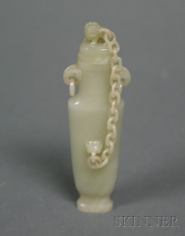 Appraisal: Jade Covered Vase th century stone of gray-green color cover