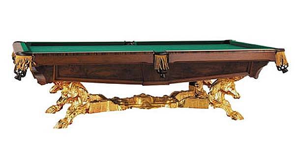 Appraisal: A Victorian style walnut and gilt brass 'Monarch' pool table