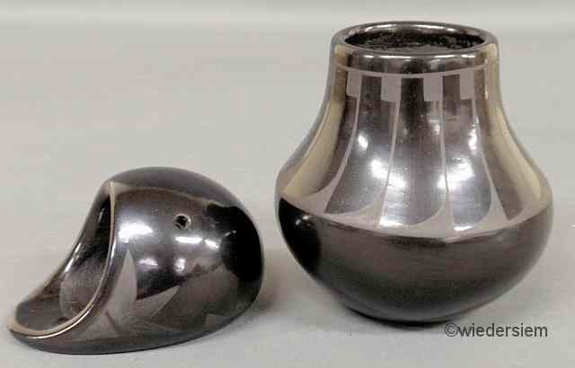 Appraisal: Two signed Elizabeth Lovato San Ildefonzo Pueblo pottery pieces incense