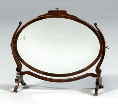 Appraisal: Hepplewhite style dressing mirror inlaid mahogany frame with oval mirror