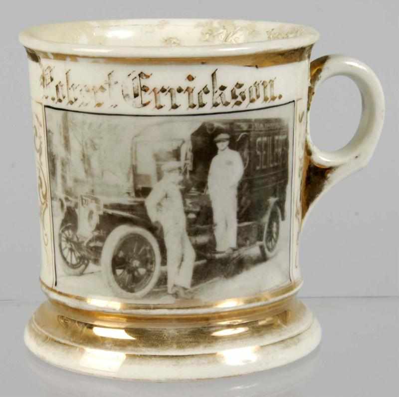 Appraisal: Photographic Image of Delivery Truck Shaving Mug Description Marked Robert