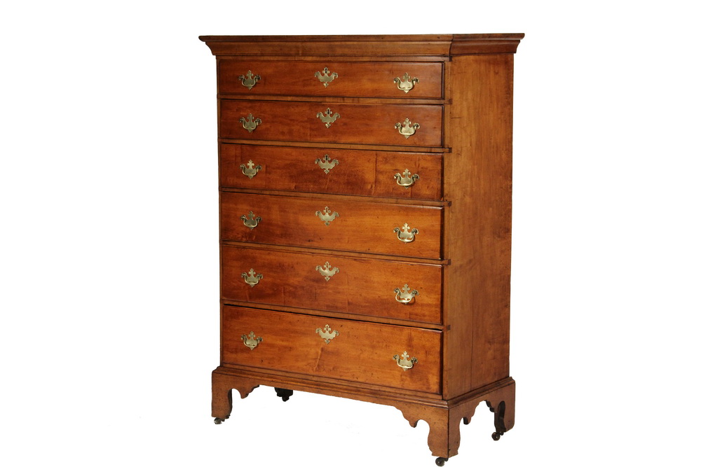 Appraisal: AMERICAN TALLBOY CHEST - Massachusetts Chippendale Mahogany circa with deep