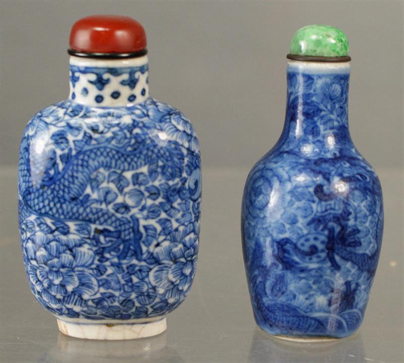 Appraisal: various porcelain snuff bottles each with blue underglaze dragon seeking