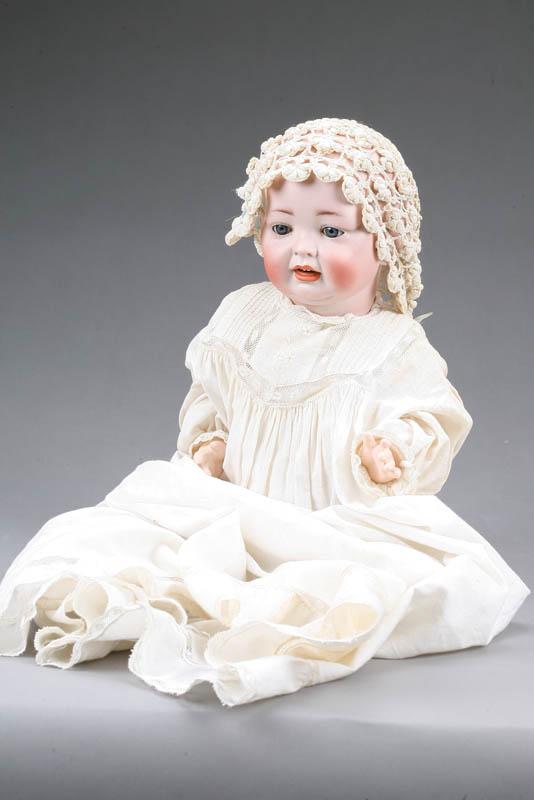 Appraisal: DOLL Bisque head molded hair sleep eyes open mouth with