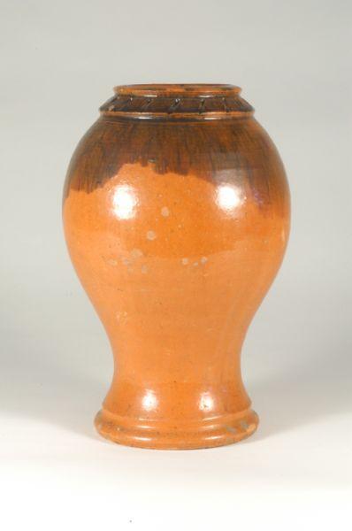 Appraisal: Unsigned Att JH Owen Lead glazed earthenware vase H -