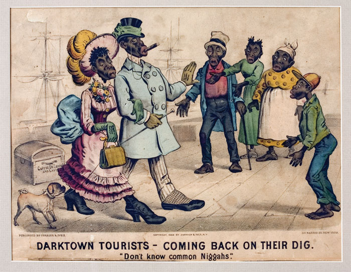 Appraisal: PAIR OF DARKTOWN CURRIER IVES PRINTS quot DARKTOWN TOURISTS -