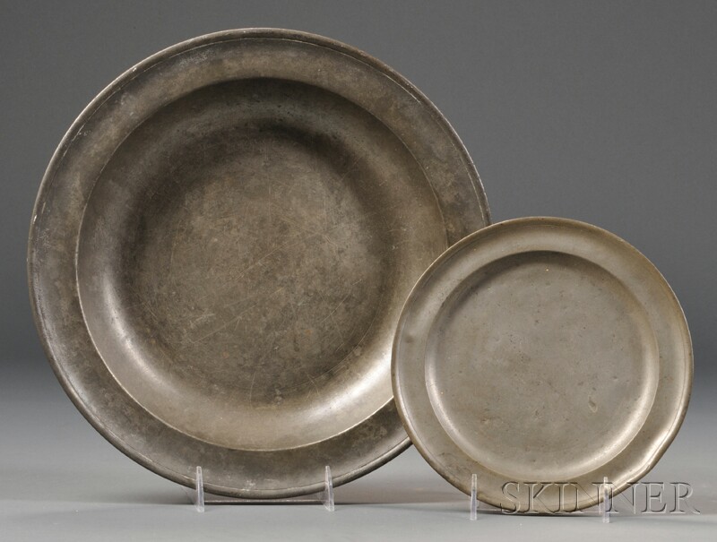 Appraisal: Pewter Deep Dish and Plate America late th early th