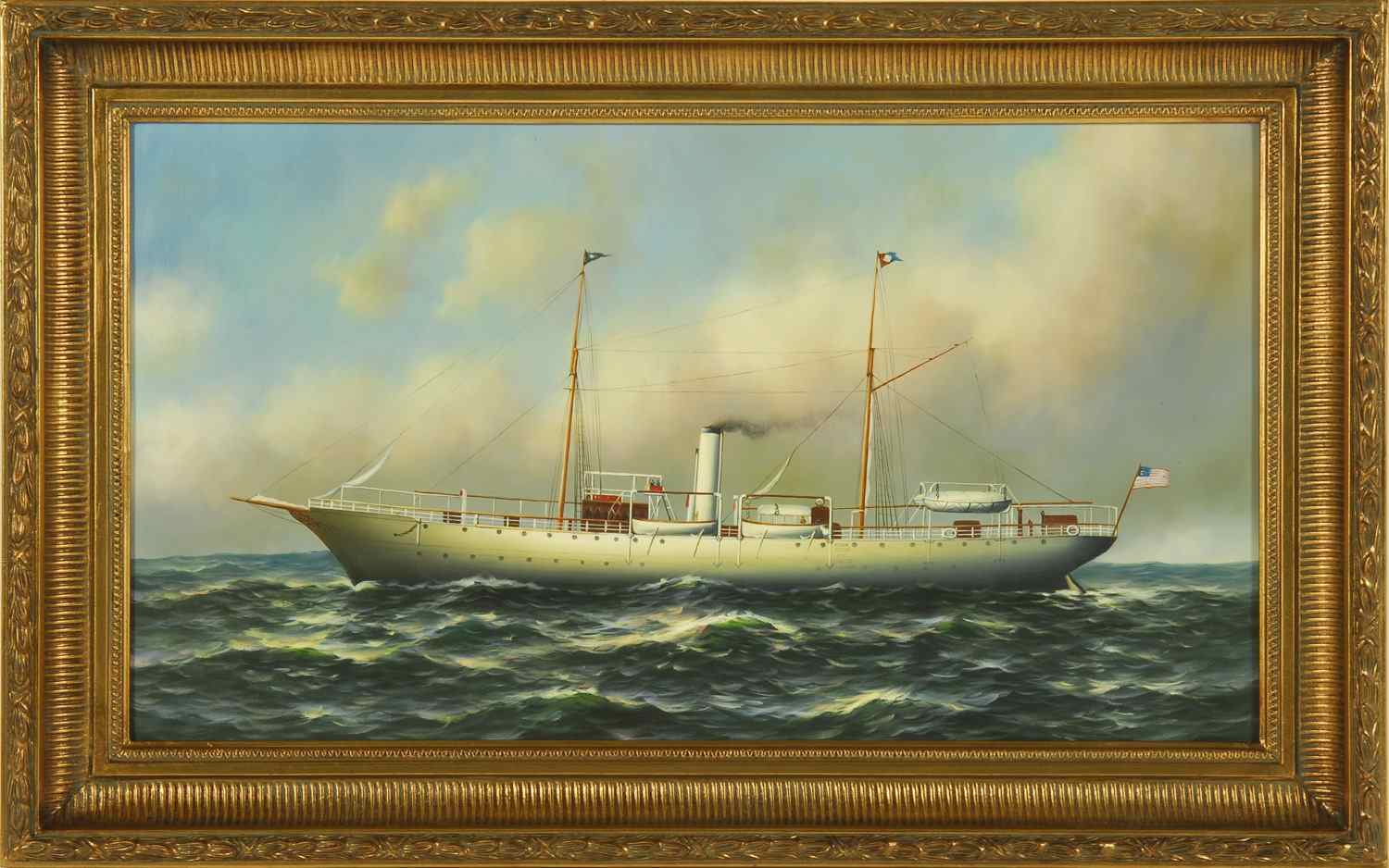 Appraisal: FRAMED PAINTING th CenturyThe steam yacht Columbia Unsigned Oil on