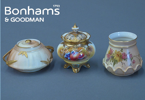 Appraisal: Three various Royal Worcester vases comprising a 'Blush Ivory' bamboo