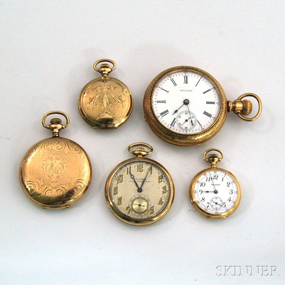 Appraisal: kt Gold Lady's and Four Other Gold-filled Waltham Watches a