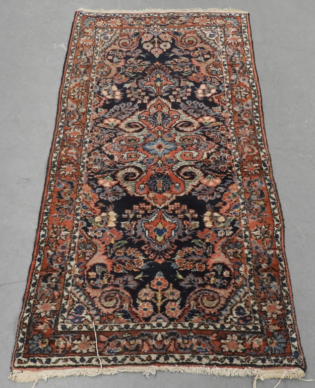 Appraisal: PERSIAN MIDDLE EASTERN WOOL CARPET RUG RUNNER Persia Circa Blue