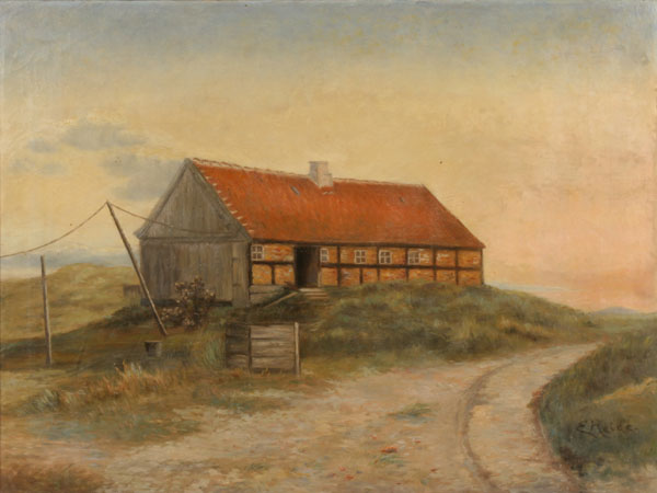 Appraisal: E Heide Danish early th century cottage near the coast