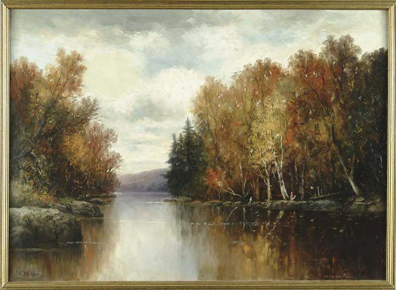 Appraisal: WESLEY WEBBER American - FALL RIVER LANDSCAPE Oil on canvas