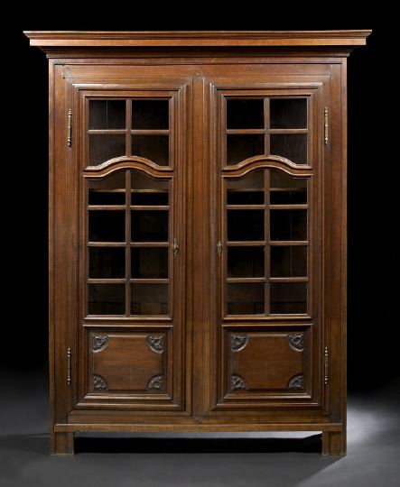 Appraisal: French Provincial Oak Vitrine late th century the molded cornice