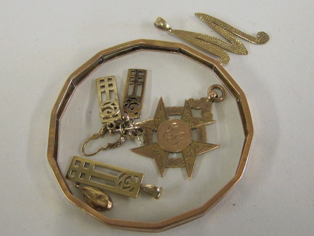 Appraisal: Lot comprising ct gold items to include bangle pendants earrings