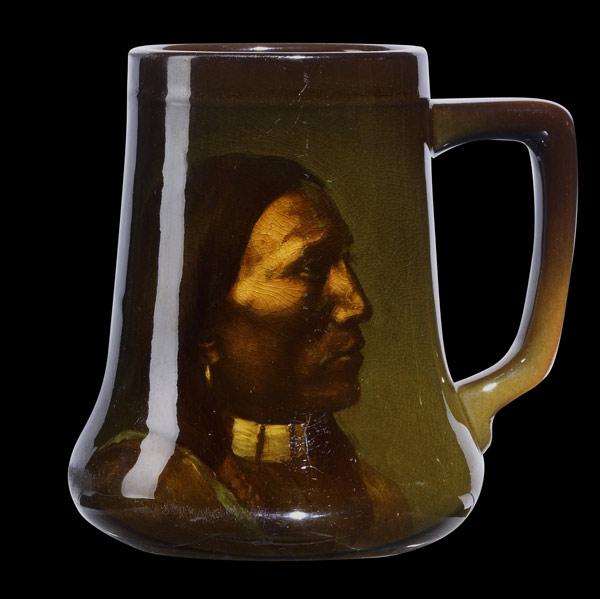 Appraisal: EDITH R FELTENROOKWOODStandard Glaze Indian mug Wah Be Git Ute